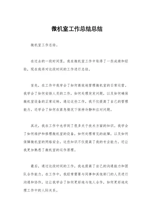微机室工作总结总结