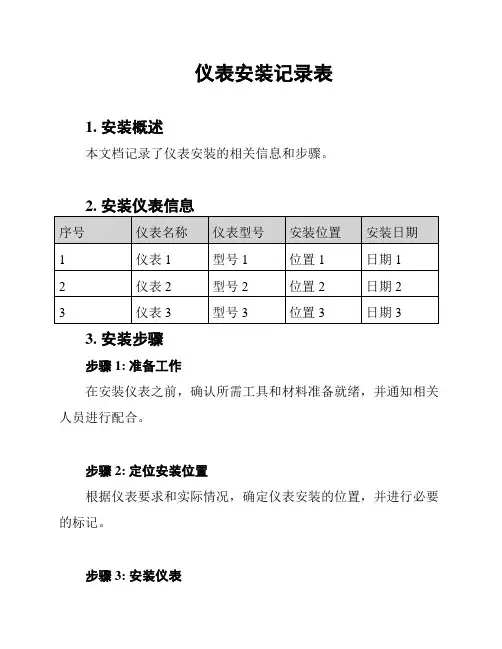 仪表安装记录表
