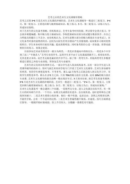 艺考之后的艺术生文化课辅导策略