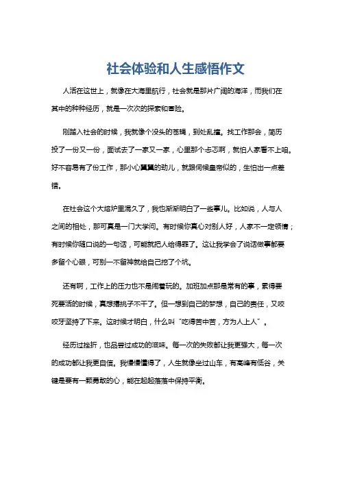 社会体验和人生感悟作文