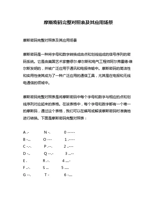 摩斯密码完整对照表及其应用场景