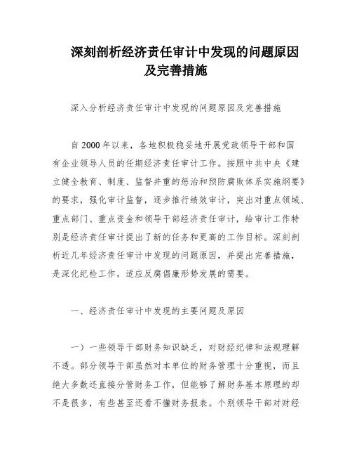 深刻剖析经济责任审计中发现的问题原因及完善措施