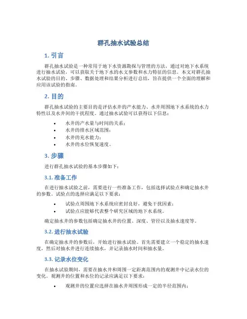 群孔抽水试验总结