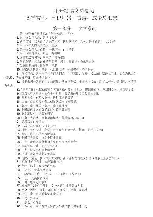 小升初语文总复习资料汇集,高分必备