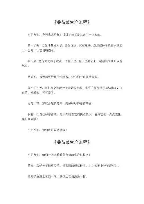 芽苗菜生产流程