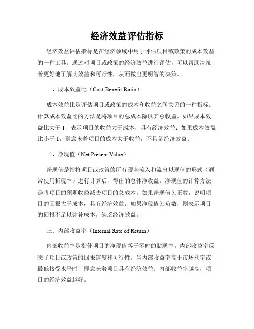 经济效益评估指标