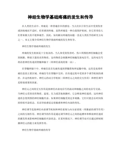 神经生物学基础疼痛的发生和传导