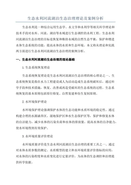 生态水利河流湖泊生态治理理论及案例分析