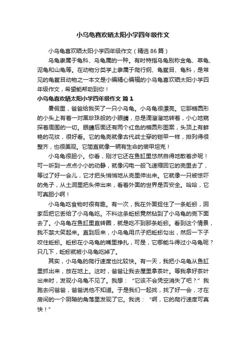 小乌龟喜欢晒太阳小学四年级作文（精选86篇）