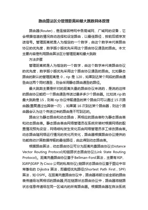 路由算法区分管理距离和最大跳数具体原理