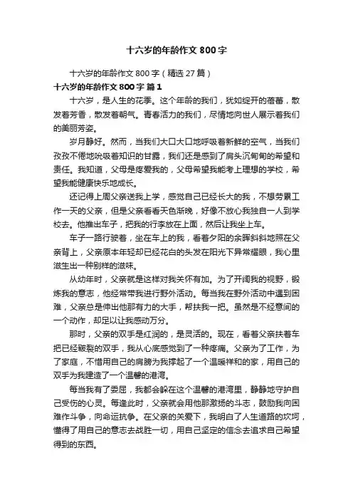 十六岁的年龄作文800字（精选27篇）
