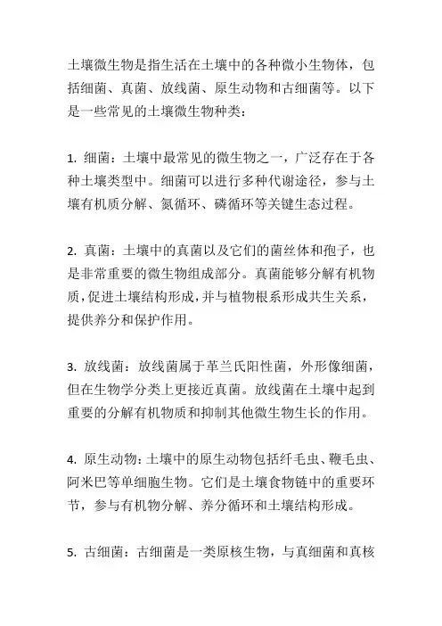 土壤微生物种类