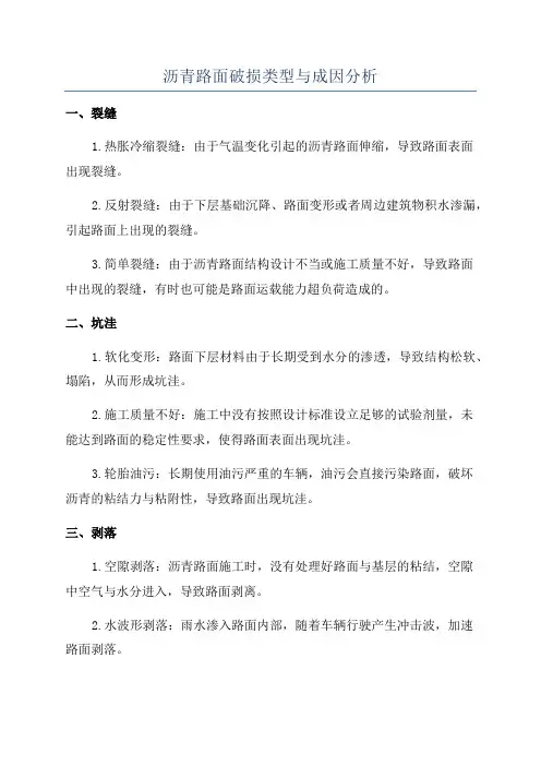 沥青路面破损类型与成因分析