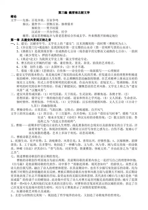 古代文学史魏晋南北朝、隋唐五代文学(重点)