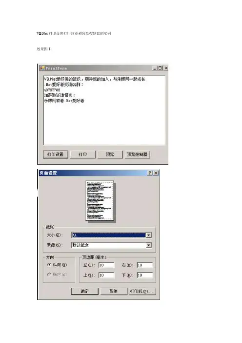 vb.net打印设置打印预览和预览控制器的实例