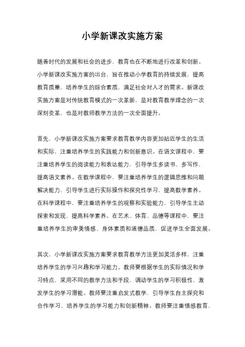 小学新课改实施方案