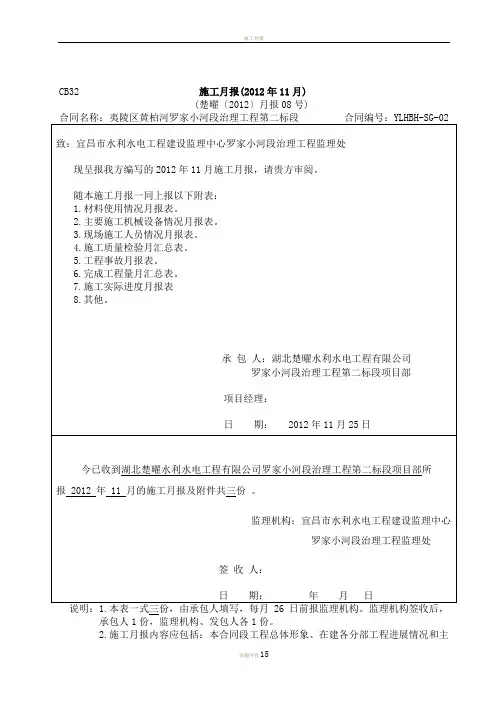 施工月报样表