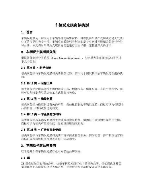车辆反光膜商标类别