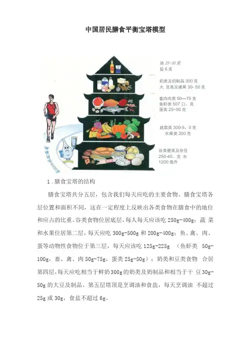 中国居民膳食平衡宝塔模型