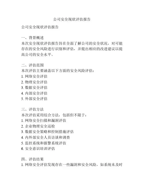 公司安全现状评估报告