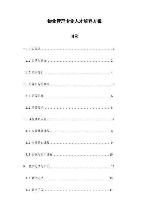 物业管理专业人才培养方案