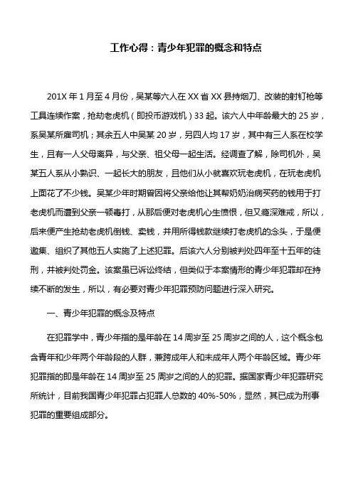 工作心得：青少年犯罪的概念和特点