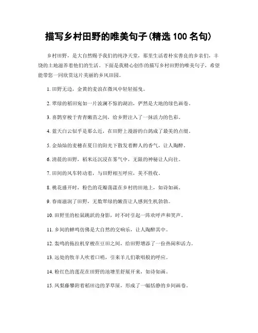 描写乡村田野的唯美句子(精选100句)