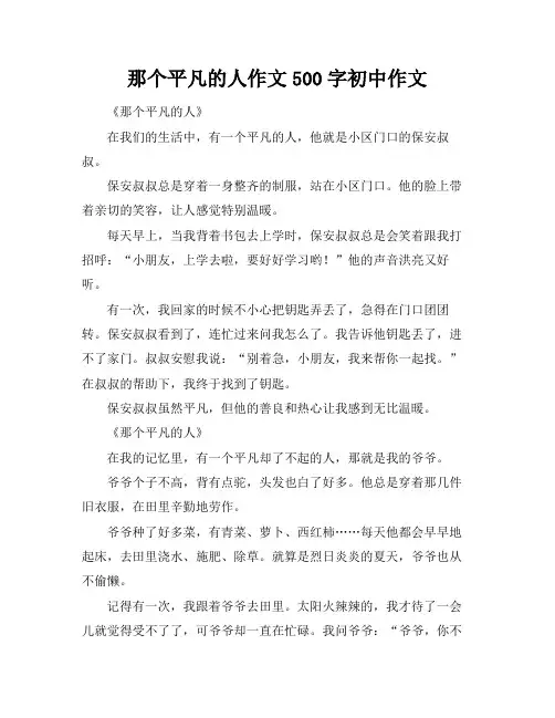 那个平凡的人作文500字初中作文