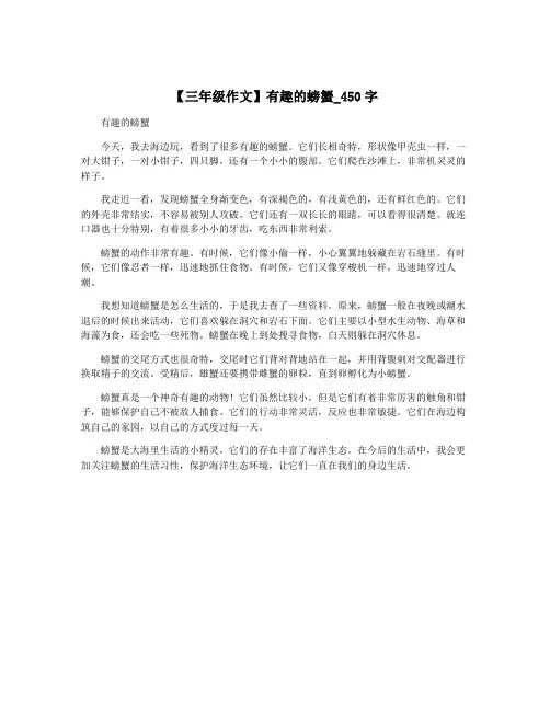 【三年级作文】有趣的螃蟹_450字