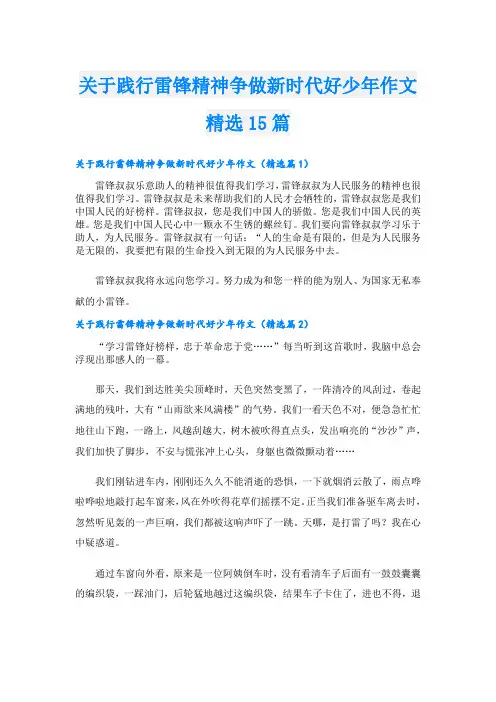 关于践行雷锋精神争做新时代好少年作文精选15篇