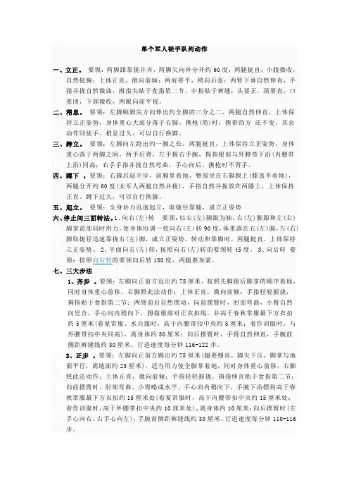 单个军人徒手队列动作