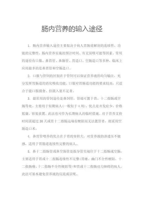 肠内营养的输入途径