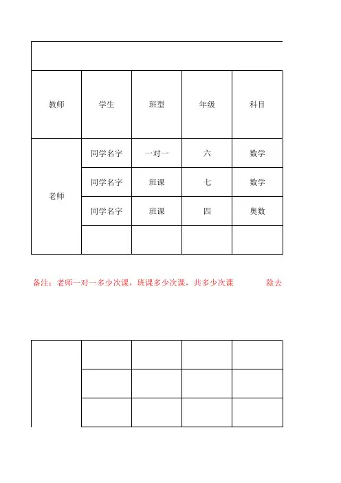 老师课时统计表(每月)