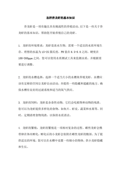 怎样养龙虾的基本知识