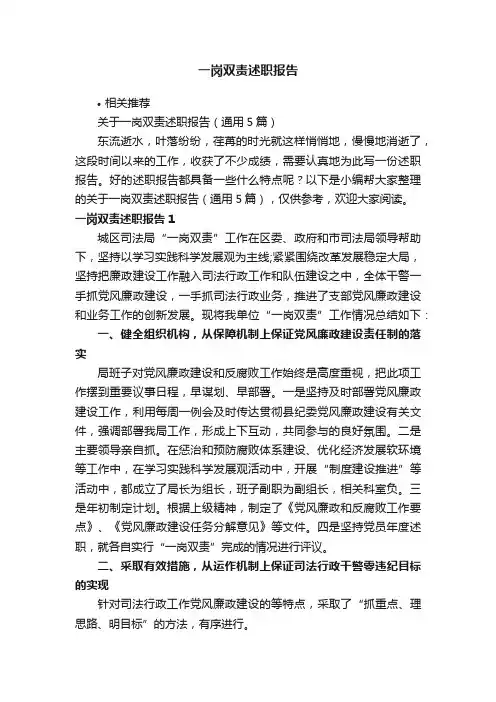 一岗双责述职报告
