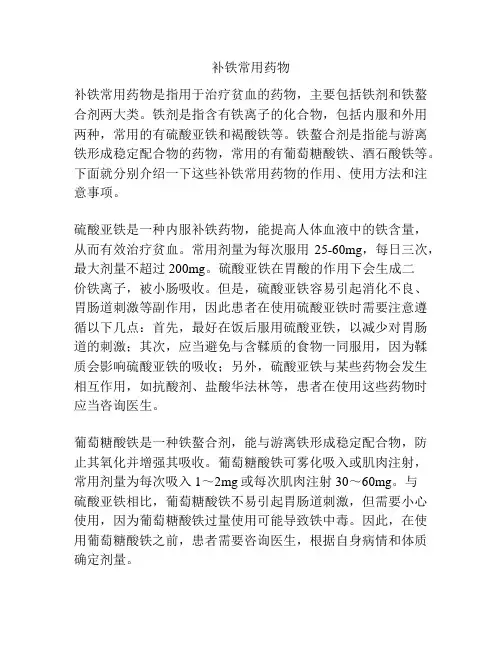 补铁常用药物
