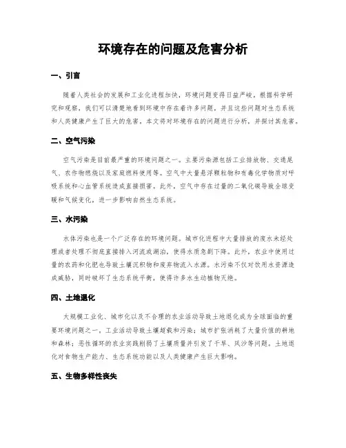 环境存在的问题及危害分析