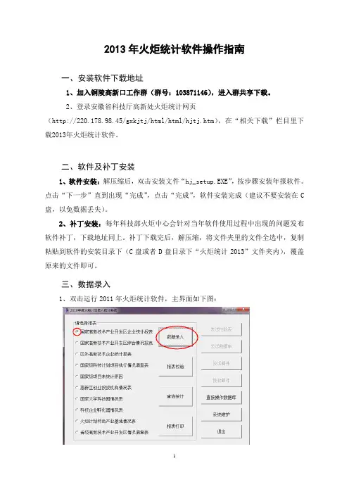 2013年火炬统计软件操作指南