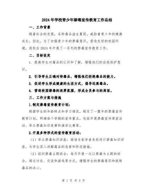 2024年学校青少年禁毒宣传教育工作总结
