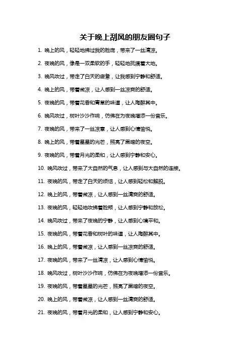 关于晚上刮风的朋友圈句子