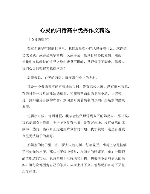 心灵的归宿高中优秀作文精选