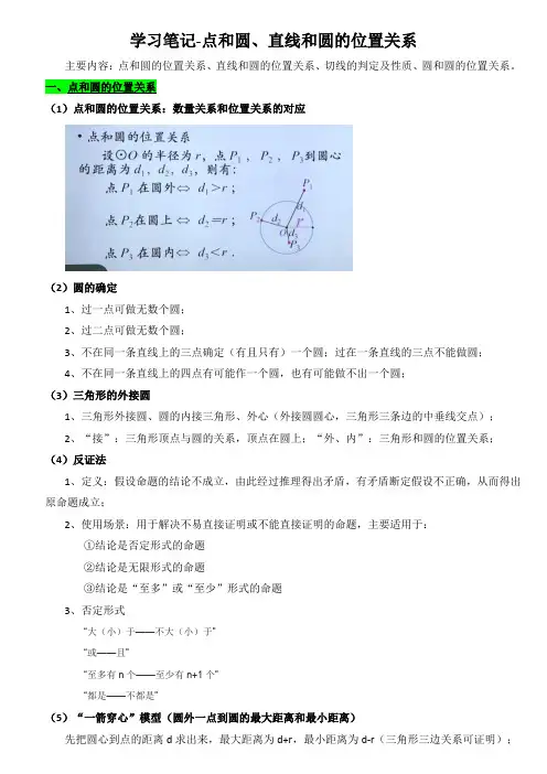 点和圆、直线和圆的位置关系