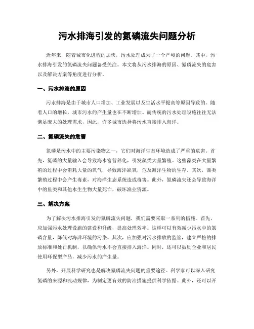 污水排海引发的氮磷流失问题分析