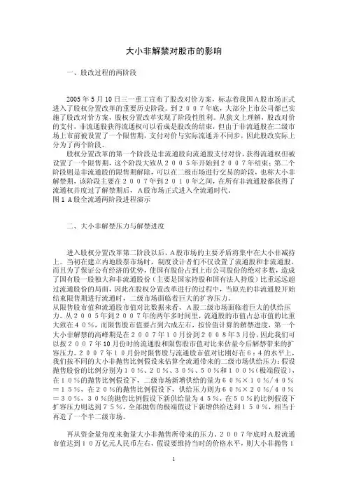 大小非解禁对股市的影响