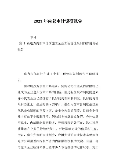 2023年内部审计调研报告