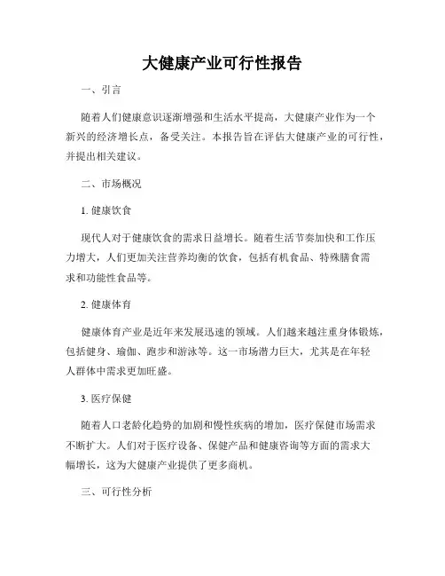 大健康产业可行性报告