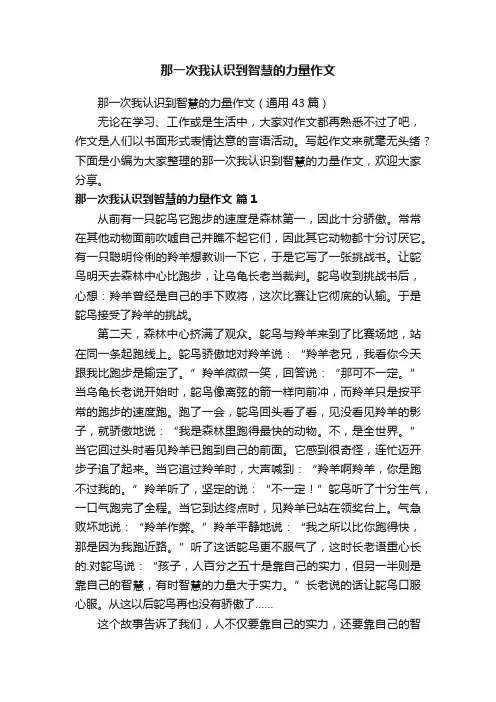 那一次我认识到智慧的力量作文