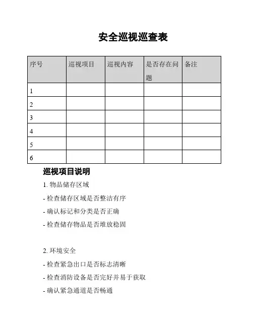 安全巡视巡查表