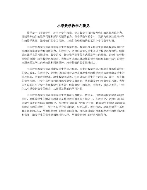 小学数学教学之我见