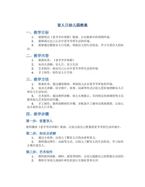 盲人日幼儿园教案